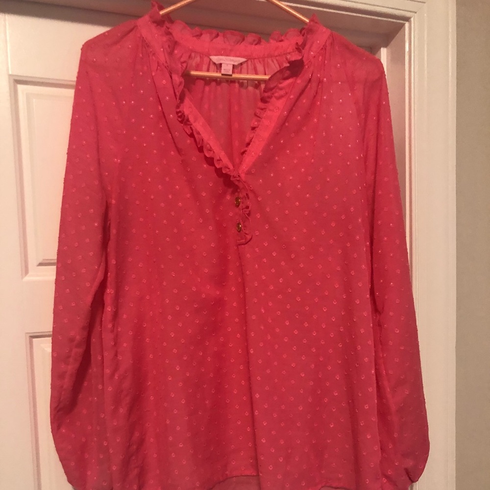 Lilly Pulitzer Swiss Dot Ruffle Elsa Top